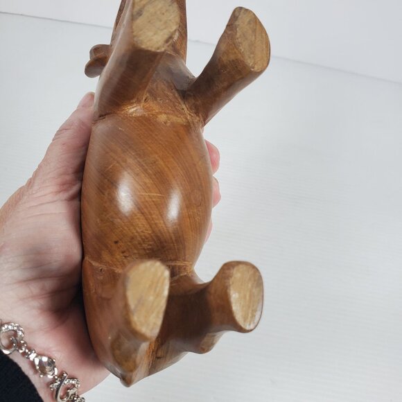 Vintage Hand-Carved Teak Rhino Figurine – Mid-Century Safari Animal Sculpture - Picture 2 of 13